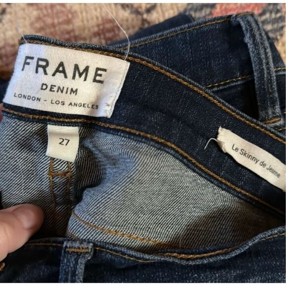 FRAME Denim Le Skinny De Jeanne Distressed Jeans in Indigo Size 27 - Picture 3 of 4